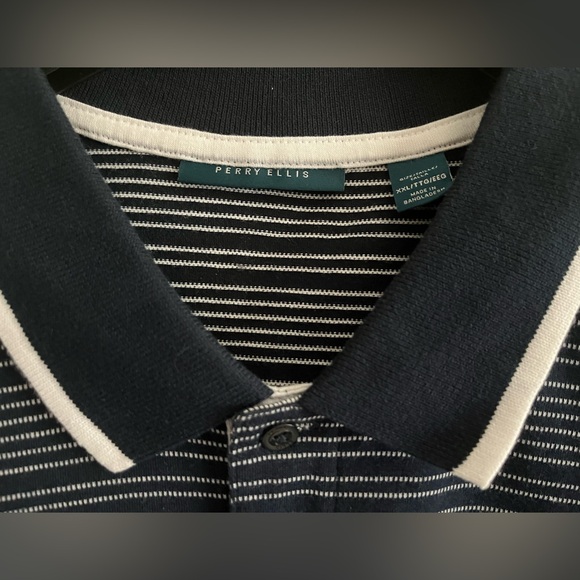 Perry Ellis 100% Cotton Short Sleeve Knitted Stripe Polo sz XXL - Picture 6 of 15